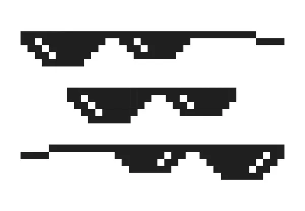 Set Gafas Pixel Estilo Art Bits Meme Internet Vida Matón — Archivo Imágenes Vectoriales