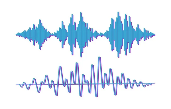 Σετ Δύο Ηχητικών Κυμάτων Τεχνολογία Ισοσταθμιστή Ήχου Μουσική Παλμών Μουσικό — Διανυσματικό Αρχείο