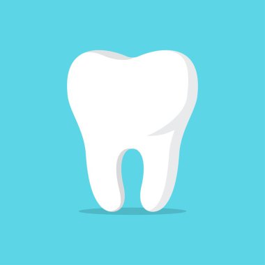 Sağlıklı ve temiz bir diş. Diş kliniği ve stomatoloji logosu için şablon tasarımı, diş bakımı konsepti. Vektör illüstrasyonu