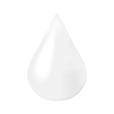 Gerçekçi bir damla süt. Parlak sıvı damlası. Beyaz krema, yoğurt ya da kozmetik. Vektör illüstrasyonu