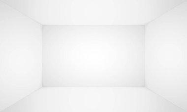 Boş beyaz oda. Boş boş oda, duvar ve zemin iç plan. Soyut 3D iç mekan. Şablon senin için tasarlandı. Vektör illüstrasyonu