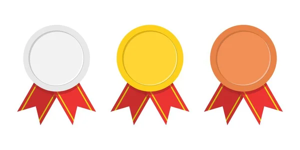 Set Three Award Medals Gold Silver Bronze Winner Medal Red Royalty Free Stock Illustrations