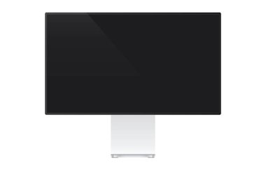 Gerçekçi modern bilgisayar monitörü. Beyaz arkaplanda boş duvar kağıdı ekranı izole edildi. Masaüstü bilgisayarını kullan. Reklam ya da sunum için şablon tasarımı yapın. Vektör illüstrasyonu