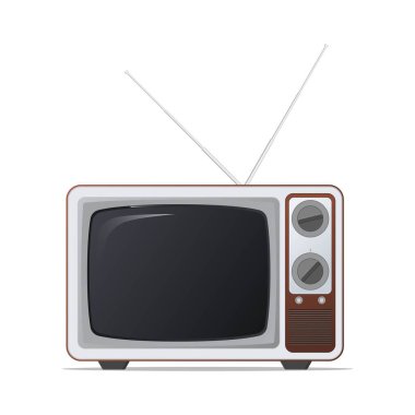 Retro, old-fashioned, vintage tv with empty dark screen. Template for your design. Concept for presentation or advertising. Vector illustration