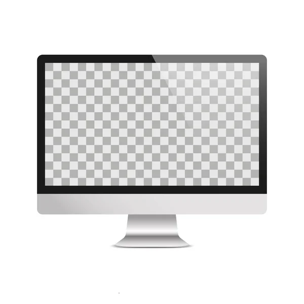 Monitor Computadora Realista Pantalla Papel Pintado Blanco Aislada Sobre Fondo — Vector de stock