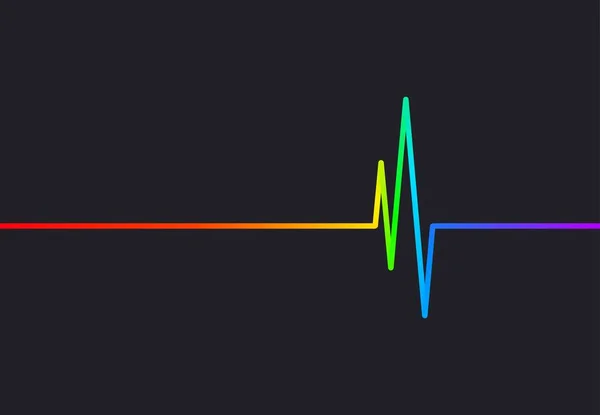 Pulso Colorido Logotipo Minimalista Heartbeat Fundo Escuro Ilustração Vetorial — Vetor de Stock