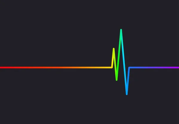 Барвистий Пульс Логотип Мінімалістичного Серцебиття Темному Тлі Векторні Ілюстрації — стоковий вектор