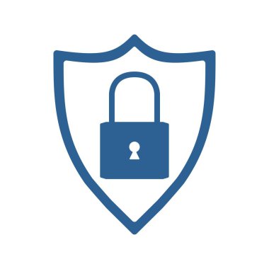 Güvenlik simgesi. Kalkan ve kilit silueti. Web sitesi, logo, uygulama ve UI için şablon tasarımı. Vektör illüstrasyonu