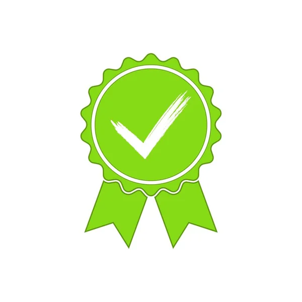 Icono Medalla Verde Aprobado Certificado Firma Del Premio Diseño Plantillas — Vector de stock