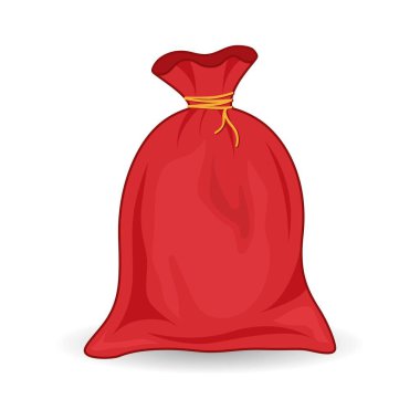 Noel Baba çanta ikonu. Noel kırmızı çuvalı. Tatil eşyası. Vektör illüstrasyonu