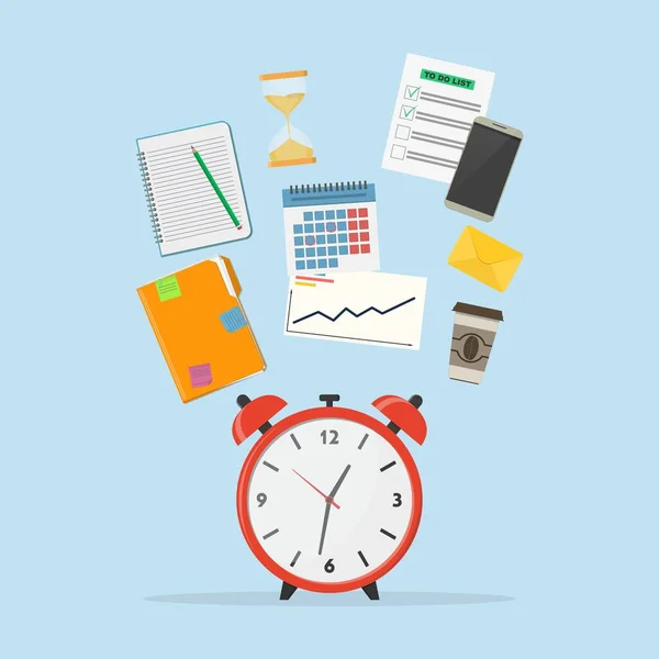 Time Management Concept Planning Time Organization Working Day Set Elements — 스톡 벡터