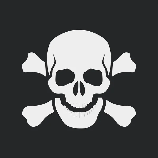 White Skull Crossbones Icon Sign Danger Poison Life Template Design — Stock Vector