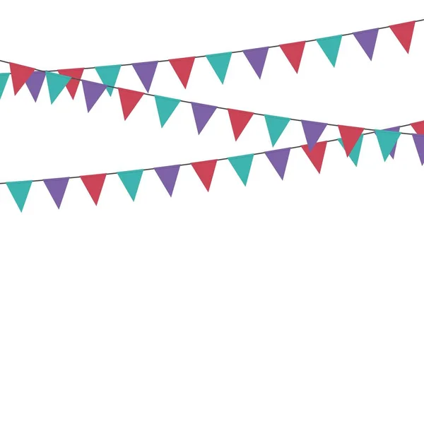 Party Triangle Bunting Flags Hanging Rope Colorful Flag Green Purple — ストックベクタ