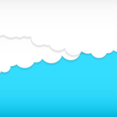 Abstract paper clouds in sky. Mock up template for your design. Vector illustration