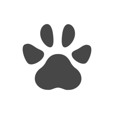 Evcil hayvan pençesi ikonu. Hayvan dükkanı, veteriner kliniği, internet ya da mobil uygulama için şablon tasarımı. Hayvan ayak izi. Kedi, köpek, ayı. Vektör illüstrasyonu