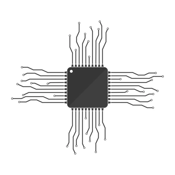 Cpu Ikonen Mikrochip Kretskort Mikroprocessor Abstrakt Teknik Symbol Vektorillustration — Stock vektor