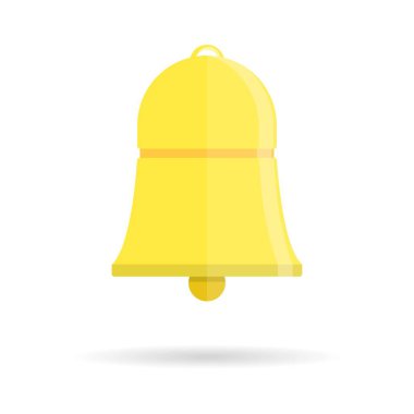 Çan simgesi. Web sitesi, logo, mobil uygulama için uyarı sembolü. Şablon tasarımı. Noel, okul, kutlama işareti Vektör illüstrasyonu