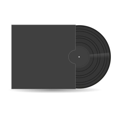 Koyu renk kollu vinil plak. Siyah uzun soluklu müzik CD ikonu. Retro uzun oyunun tasarım şablonu. Eski teknoloji. Vektör illüstrasyonu