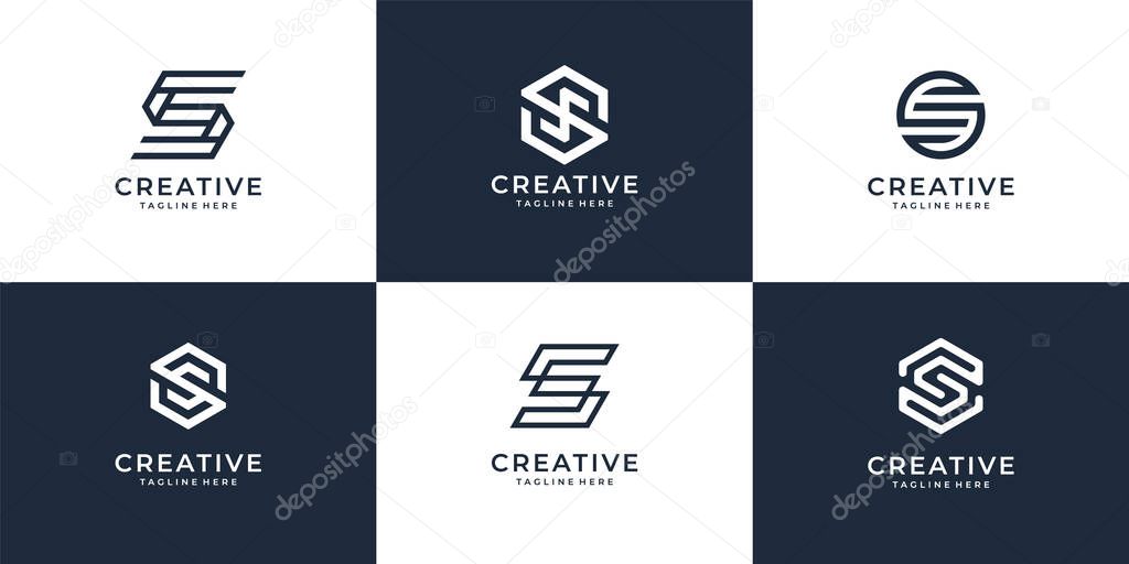 Set of modern letter s logo icon collection for modern company. Logo can be used for icon, brand, identity, bundle, alphabet, typeface, logotype, creative, and business company