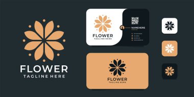 Kaplıca ve yoga için minimum çiçek logosu tasarımı vektörü. Logo simge, marka, kimlik, temiz, lüks, altın, sağlık, sağlık ve iş dünyası için kullanılabilir