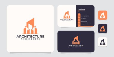 Mimari logo tasarımı konsepti. Logo simge, marka, kimlik, bina, gayrimenkul, daire ve iş şirketi için kullanılabilir