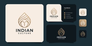 Hint monogram yüz logosu tasarımı konsepti. Logo simge, marka, kültür ve iş şirketi için kullanılabilir