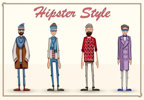 Four hipster — Stock Vector