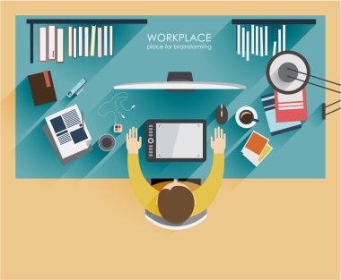 Çalışma alanı içinde düz stil beyin fırtınası