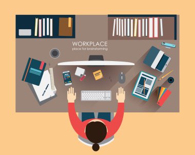 Çalışma alanı içinde düz stil beyin fırtınası