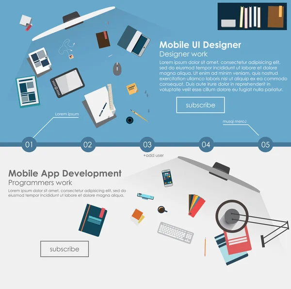 Banners för webben och mobila apps utveckling — Stock vektor