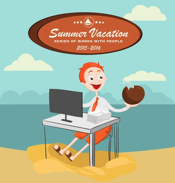 Summer vacation with character — Stock Vector