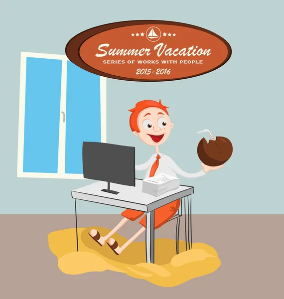Summer vacation with character design — Stock Vector