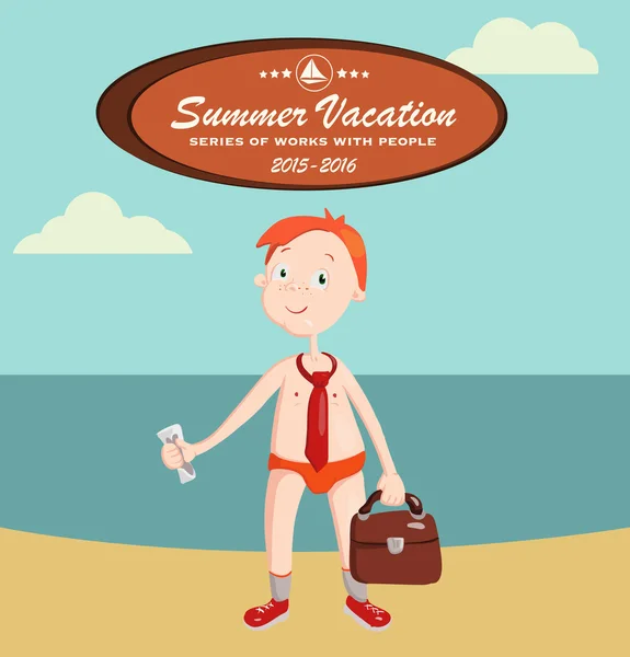 Vacaciones de verano con diseño de carácter — Vector de stock