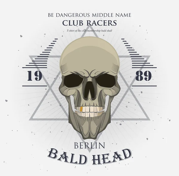 Grunge print para el cráneo de la camiseta — Archivo Imágenes Vectoriales