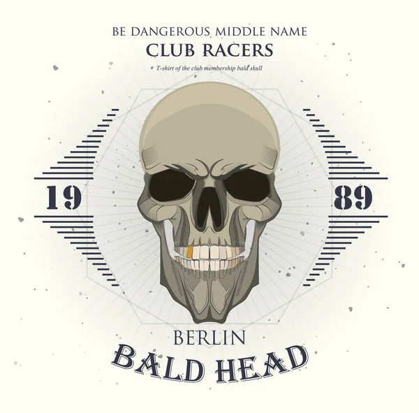 Grunge print para el cráneo de la camiseta — Archivo Imágenes Vectoriales
