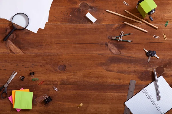 Desk with stationery. Workplace — Stock Photo, Image