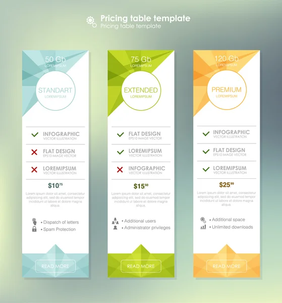 Tres banners de tarifas — Vector de stock