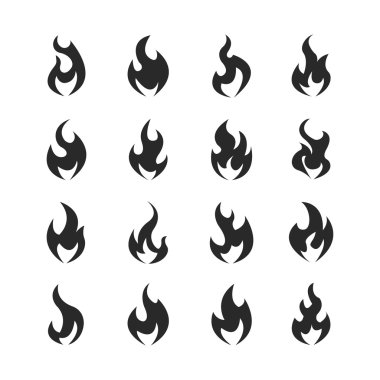 Yangın alev Icon set.