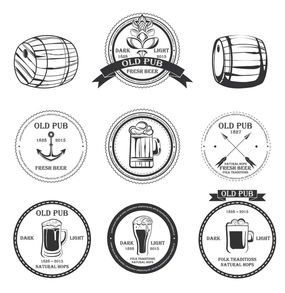 Logos de cerveza para la aplicación de impresiones — Archivo Imágenes Vectoriales