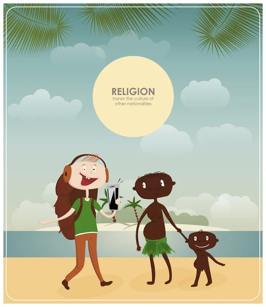 Funny illustration for the tourist. — Stock Vector