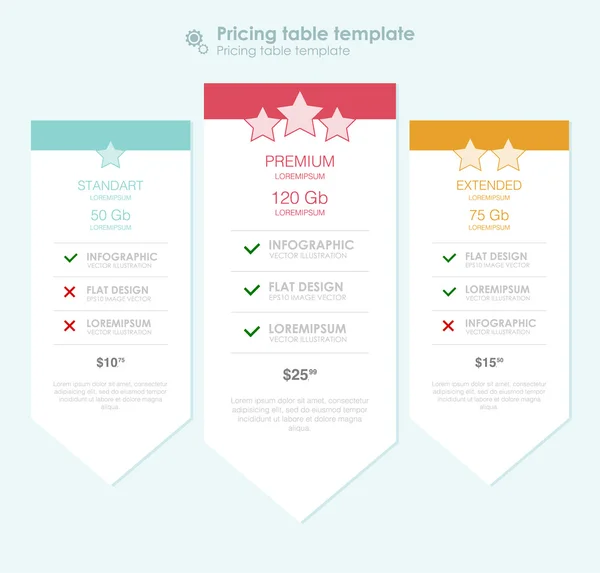 Tres tarifas. interfaz para el sitio — Vector de stock