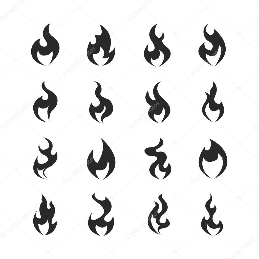 Fire Flame Icon Set.