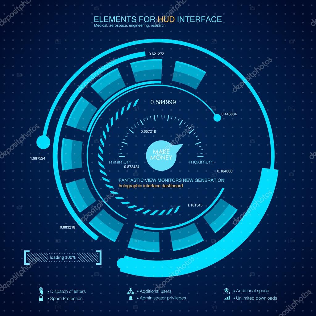 Abstract future, concept vector futuristic blue virtual graphic touch user interface HUD. Futuristic user interface. HUD element. Vector.