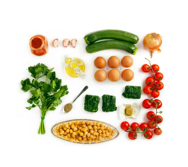 Gıda maddeleri için wh izole sağlıklı kahvaltıda omlet — Stok fotoğraf