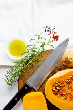 Balkabagi ve ve Şef bıçak. Malzemeler