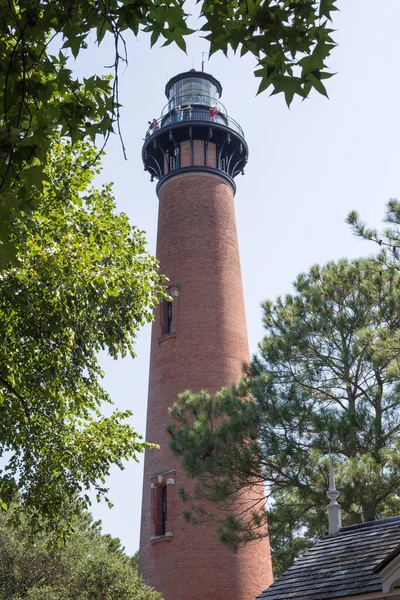 Currituck Beach Lighthouse Outer Banks Carolina Norte Vista Baixo Farol — Fotografia de Stock