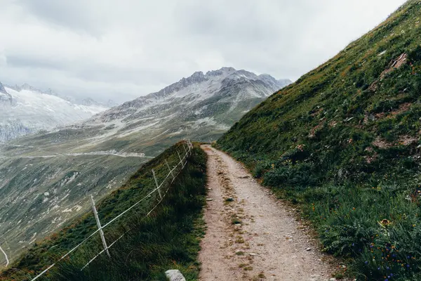İsviçre 'deki yeşil dağların manzarası