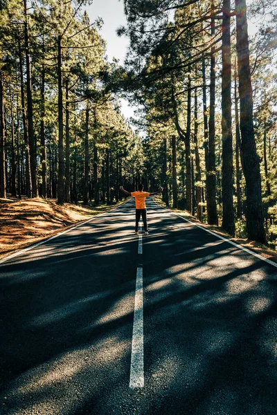 Gün batımında bir dağ yolunun manzarası.