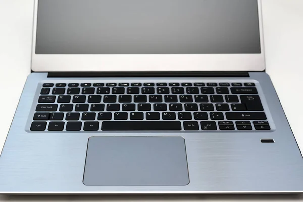 Tastatur Eines Tragbaren Computer Laptops Mit Englischem Layout Und Touchpad — Stockfoto