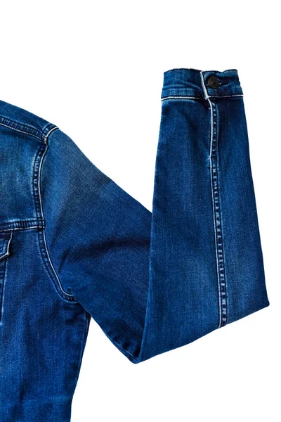 Ärmel Einer Jeansjacke Form Einer Erhobenen Hand Jeansjacke Ärmel Mit — Stockfoto